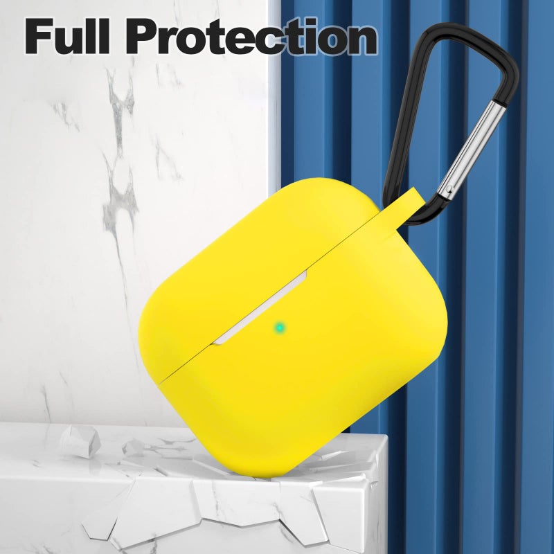 ATUAT for AirPods Pro 1st/2nd Generation Case Cover, Protective Silicone Skin Accessories with Keychain for Women Men for Apple AirPods Pro 2019/2022 Charging Case,Front LED Visible-Yellow - Image 2